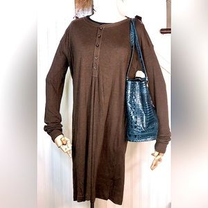 RALPH LAUREN Brown Long Sleeve Henley Dress Size XL NWT with flaw